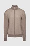 Cesare di Napoli Men's cardigan made of wool and silk, brown - Relief pattern. 90% wool, 10% silk. Closure: Zipper. Country of manufacture: Italy. Care: specialized cleaning - photo 1