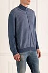 Cesare di Napoli Men's cardigan made of wool and silk blue - Relief pattern. 90% wool, 10% silk. Closure: Zipper. Country of manufacture: Italy. Care: specialized cleaning - photo 3