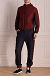 Men's sports suit made of polyester, silk and wool, burgundy Torras - Combination of colors and materials. Hood. 100% polyester, 72% silk, 28% wool. Closure: Drawstring, zipper. Four side pockets. Country of manufacture: Italy. Care: specialized cleaning - photo 2