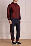 Torras Men's sports suit made of polyester, silk and wool, burgundy - Combination of colors and materials. Hood. 100% polyester, 72% silk, 28% wool. Closure: Drawstring, zipper. Four side pockets. Country of manufacture: Italy. Care: specialized cleaning - photo 3