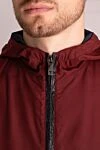 Torras Men's sports suit made of polyester, silk and wool, burgundy - Combination of colors and materials. Hood. 100% polyester, 72% silk, 28% wool. Closure: Drawstring, zipper. Four side pockets. Country of manufacture: Italy. Care: specialized cleaning - photo 5