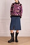 Юбка из хлопка синяя женская MSGM - стежки, разрезы. четыре кармана. 100% хлопок. молния, пуговица. Страна производитель: Италия. Уход: специализированная чистка - фото 2