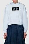 MSGM Худи из хлопка белое женское - лого бренда. капюшон, застежка кулиска. 100% хлопок. Страна производитель: Италия. Уход: специализированная чистка - фото 3