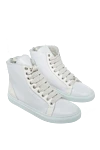 Lisa Conte White leather and fur sneakers for women - contrasting inserts. leather, fur. lacing. Country of manufacture: Italy. Care: specialized cleaning - photo 3