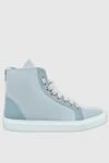 Lisa Conte Gray leather and fur sneakers for women - contrasting inserts. leather, fur. lacing. Country of manufacture: Italy. Care: specialized cleaning - photo 1