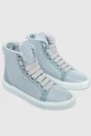 Lisa Conte Gray leather and fur sneakers for women - contrasting inserts. leather, fur. lacing. Country of manufacture: Italy. Care: specialized cleaning - photo 3