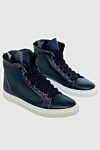 Lisa Conte Blue leather and fur sneakers for women - contrasting sole. leather, fur. lacing, zipper. Country of manufacture: Italy. Care: specialized cleaning - photo 3