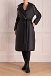 Women's black polyamide down coat After Label - varnish. 100% polyamide. belt, buttons. two side pockets. Lining: 100% silk. Insulation: down. Country of manufacture: Italy. Care: specialized cleaning - photo 2