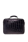 Cesare di Napoli Иыққа ілінетін көк қолтырауын былғары портфелі ерлерге арналған - текстуралы былғары. Қосымша: екі бөлім. Құрамы: 100% крокодил терісі. Жабу: найзағай. Шығарылған елі: Италия. Күтім: арнайы тазалау - фото 5