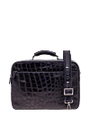 Иыққа ілінетін көк қолтырауын былғары портфелі ерлерге арналған Cesare di Napoli - текстуралы былғары. Қосымша: екі бөлім. Құрамы: 100% крокодил терісі. Жабу: найзағай. Шығарылған елі: Италия. Күтім: арнайы тазалау - фото 6