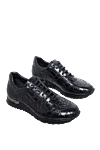 Cesare di Napoli Black alligator sneakers for men - textured leather, metal insert. 100% alligator skin. lacing. sole height 2cm. Country of manufacture: Italy. Care: specialized cleaning - photo 3