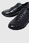 Cesare di Napoli Black alligator sneakers for men - textured leather, metal insert. 100% alligator skin. lacing. sole height 2cm. Country of manufacture: Italy. Care: specialized cleaning - photo 5