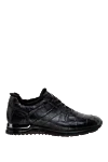 Cesare di Napoli Black alligator sneakers for men - textured leather. natural fur lining. 100% alligator skin. lacing. sole height 2cm. Country of manufacture: Italy. Care: specialized cleaning - photo 1