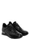 Cesare di Napoli Black alligator sneakers for men - textured leather. natural fur lining. 100% alligator skin. lacing. sole height 2cm. Country of manufacture: Italy. Care: specialized cleaning - photo 3