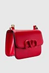 Valentino Сумка женская красная кожаная красная с логотипом - металлический логотип, цепочки. натуральная кожа. кнопка. Страна производитель: Италия. Уход: специализированная чистка - фото 3
