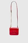 Сумка женская красная кожаная красная с логотипом Valentino - металлический логотип, цепочки. натуральная кожа. кнопка. Страна производитель: Италия. Уход: специализированная чистка - фото 4