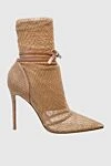 Gianvito Rossi Beige textile and leather boots for women - textured textile, mesh, tie. genuine leather, textile. Heel height: 12 centimeters. Country of manufacture: Italy. Care: specialized cleaning - photo 1