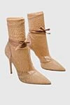 Gianvito Rossi Beige textile and leather boots for women - textured textile, mesh, tie. genuine leather, textile. Heel height: 12 centimeters. Country of manufacture: Italy. Care: specialized cleaning - photo 3