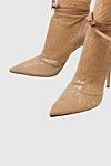 Gianvito Rossi Beige textile and leather boots for women - textured textile, mesh, tie. genuine leather, textile. Heel height: 12 centimeters. Country of manufacture: Italy. Care: specialized cleaning - photo 5