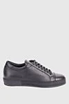 Cesare di Napoli Black leather sneakers for men - leather interior. 100% genuine leather. lacing. sole height 2cm. Insole: leather. Country of manufacture: Italy. Care: specialized cleaning - photo 1