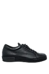 Cesare di Napoli Black leather sneakers for men - leather interior. 100% genuine leather. lacing. sole height 2cm. Insole: leather. Country of manufacture: Italy. Care: specialized cleaning - photo 1