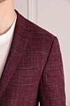 Corneliani Пиджак бордовый мужской - шлица, узор клетка. 85% шерсть, 10% шелк, 5% флекс. две пуговицы. три внутренних, два боковых, нагрудный карман. 100% купро. Страна производитель: Италия. Уход: специализированная чистка - фото 5