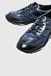 Santoni Black leather sneakers for men - logo. leather interior. 100% leather. lacing. height 2 cm. Country of origin: Italy. Care: specialized cleaning - photo 5