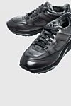 Santoni Black leather sneakers for men - rib, contrasting sole. Dodatkovo: internal improvement of the farm. Warehouse: shkira. lacing. height 2 cm. Country of manufacture: Italy. Care: specialized cleaning - photo 5