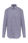 Barba Napoli Blue cotton shirt for men - check pattern. 100% cotton. Closure: buttons. Country of manufacture: Italy. Care: specialized cleaning - photo 1