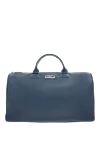 Corneliani Blue leather travel bag for men - textured leather, metal logo. 100% leather. Fastener: zipper. Country of manufacture: Italy. Care: specialized cleaning - photo 1