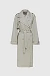 Fleur de Paris Women's green cotton raincoat - decorative shoulder straps. 100% cotton. buttons, belt. two side pockets. Lining: 100% cupro. Country of manufacture: Italy. Care: specialized cleaning - photo 1