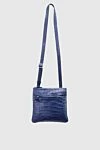 Blue crocodile leather shoulder bag for men Cesare di Napoli - Textured leather. adjustable belt. 100% crocodile leather. Two compartments. Fastener: Zipper. Country of manufacture: Italy. Care: specialized cleaning - photo 4