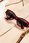 Bottega Veneta Women's red sunglasses in the shape of a cat's eye - contrast lens, metal decoration. Additional: UV protection, scratch protection, case included. plastic, metal. Country of origin: Italy. Care: specialized cleaning - photo 7