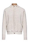 Cesare di Napoli Men's wool cardigan, beige - Knitted cuffs. 100% wool. Closure: Zipper. Two side pockets. Country of manufacture: Italy. Care: specialized cleaning - photo 1