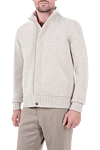 Cesare di Napoli Men's wool cardigan, beige - Knitted cuffs. 100% wool. Closure: Zipper. Two side pockets. Country of manufacture: Italy. Care: specialized cleaning - photo 3