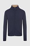 Cesare di Napoli Blue men's wool cardigan - Knitted cuffs. 100% wool. Closure: Zipper. Two side pockets. Country of manufacture: Italy. Care: specialized cleaning - photo 1