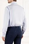 Barba Napoli Men's shirt blue cotton textured for casual style - 100% cotton. Closure: buttons. Country of origin: Italy. Care: specialized cleaning - photo 5