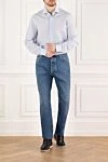 Barba Napoli Men's universal blue cotton shirt with a classic fit - 100% cotton. Closure: buttons. Country of origin: Italy. Care: specialized cleaning - photo 3