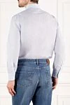 Barba Napoli Men's universal blue cotton shirt with a classic fit - 100% cotton. Closure: buttons. Country of origin: Italy. Care: specialized cleaning - photo 5