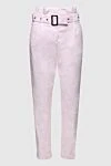 Peserico Pink cotton trousers for women - belt with a buckle. two side pockets. 98% cotton, 2% elastane. zipper. Country of manufacture: Italy. Care: specialized cleaning - photo 1