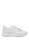 Doucal`s White leather sneakers for women - massive sole. leather. lacing. Country of manufacture: Italy. Care: specialized cleaning - photo 1