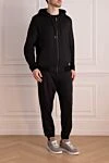 Ermenegildo Zegna Men's sports suit made of cotton and polyamide, black - Contrast cuffs. Hood. 61% polyamide, 39% cotton. Closure: Drawstring, zipper. Four side pockets. Country of manufacture: Italy. Care: specialized cleaning - photo 3