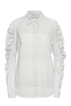 DROMe White shirt for women - checkered pattern, sleeves with pleats. wool, polyester, viscose, elastane. buttons. Country of manufacture: Italy. Care: specialized cleaning - photo 1