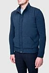 Cesare di Napoli Men's blue wool cardigan - 100% wool. zipper, buttons. Country of manufacture: Italy. Care: specialized cleaning - photo 3