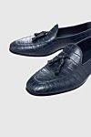 Cesare di Napoli Blue crocodile leather loafers for men - contrast sole, textured leather. 100% crocodile skin. Insole: leather. Sole Height: Heel Height 2cm. Country of manufacture: Italy. Care: specialized cleaning - photo 5