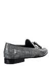 Gray crocodile leather loafers for men Cesare di Napoli - contrast sole, textured leather. 100% crocodile skin. Insole: leather. Sole Height: Heel Height 2cm. Country of manufacture: Italy. Care: specialized cleaning - photo 4