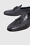 Cesare di Napoli Gray crocodile leather loafers for men - contrast sole, textured leather. 100% crocodile skin. Insole: leather. Sole Height: Heel Height 2cm. Country of manufacture: Italy. Care: specialized cleaning - photo 5