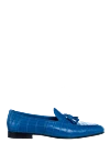 Cesare di Napoli Blue crocodile leather loafers for men - contrast sole, textured leather, tassels. 100% crocodile skin. Insole: leather. Sole Height: Heel Height 2cm. Country of manufacture: Italy. Care: specialized cleaning - photo 1