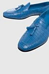 Cesare di Napoli Blue crocodile leather loafers for men - contrast sole, textured leather, tassels. 100% crocodile skin. Insole: leather. Sole Height: Heel Height 2cm. Country of manufacture: Italy. Care: specialized cleaning - photo 5