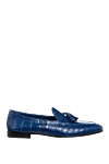 Cesare di Napoli Blue crocodile leather loafers for men - contrast sole, textured leather, tassels. 100% crocodile skin. Insole: leather. Sole Height: Heel Height 2cm. Country of manufacture: Italy. Care: specialized cleaning - photo 1